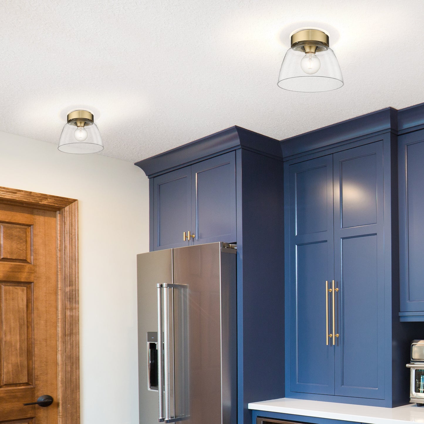 Arley Transitional Gold Flush Mount - 10" with Clear Shade