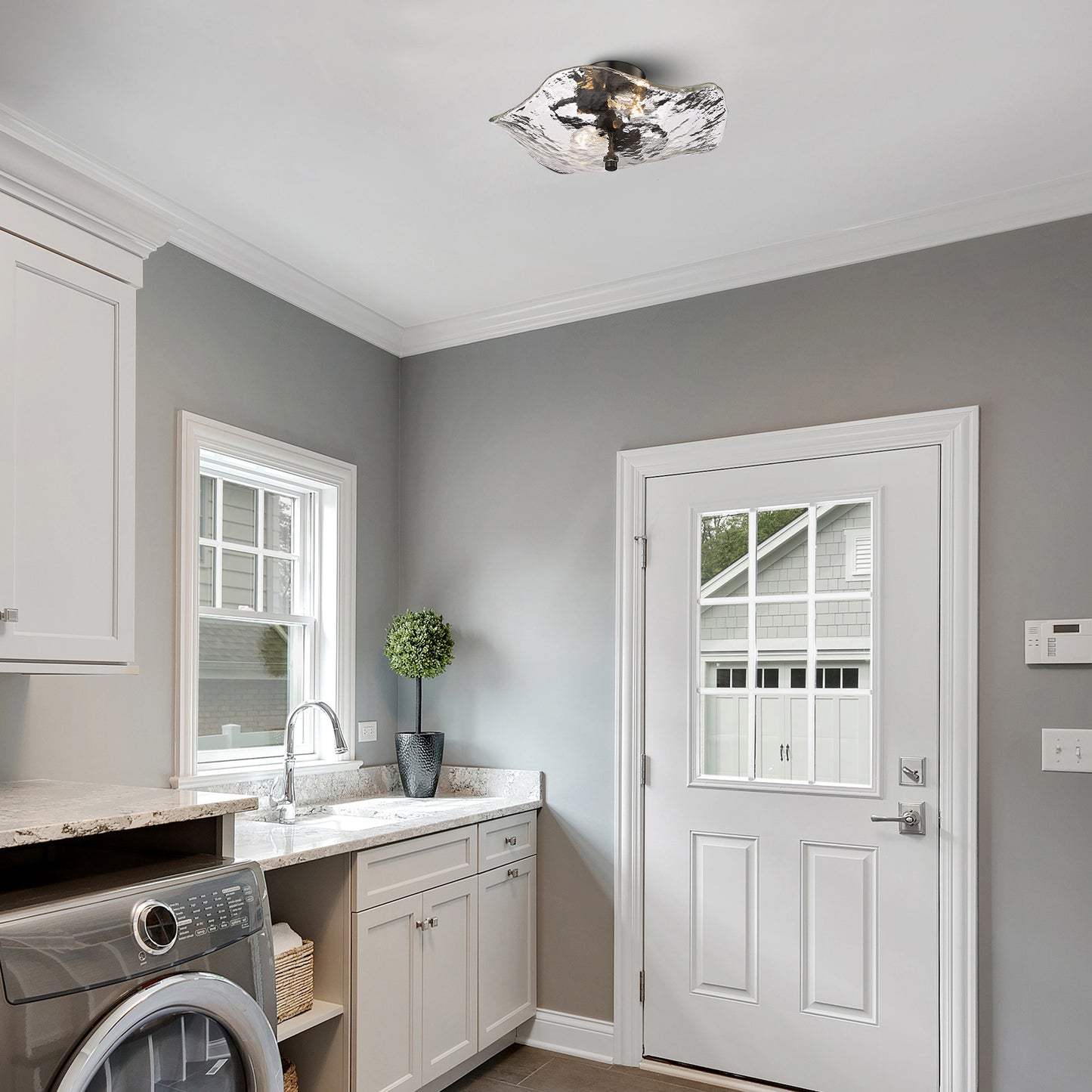 Adreena Modern Black 2 Light Semi-Flush with Clear Shade