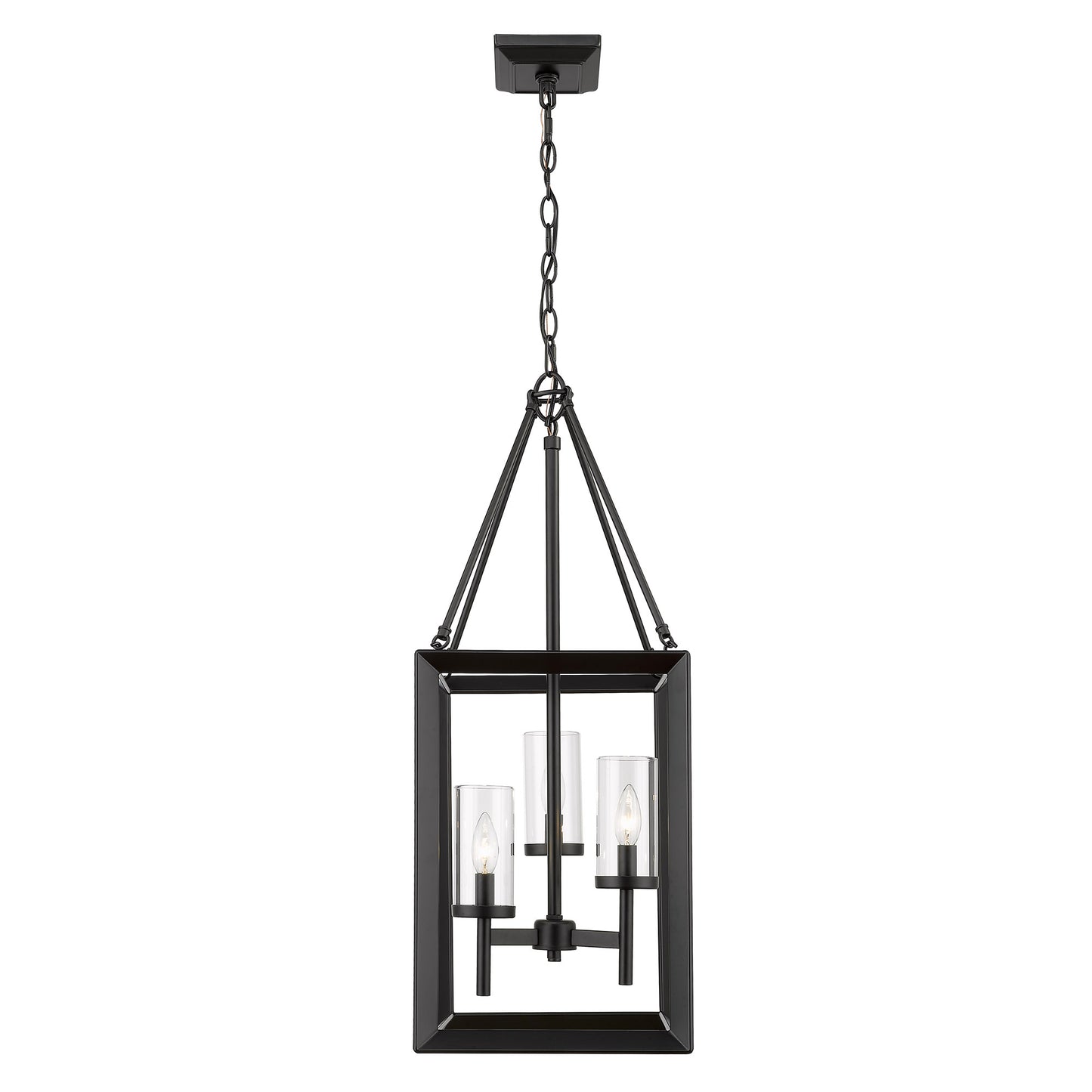 Samson Modern Black 3 Light Pendant with Clear Shade
