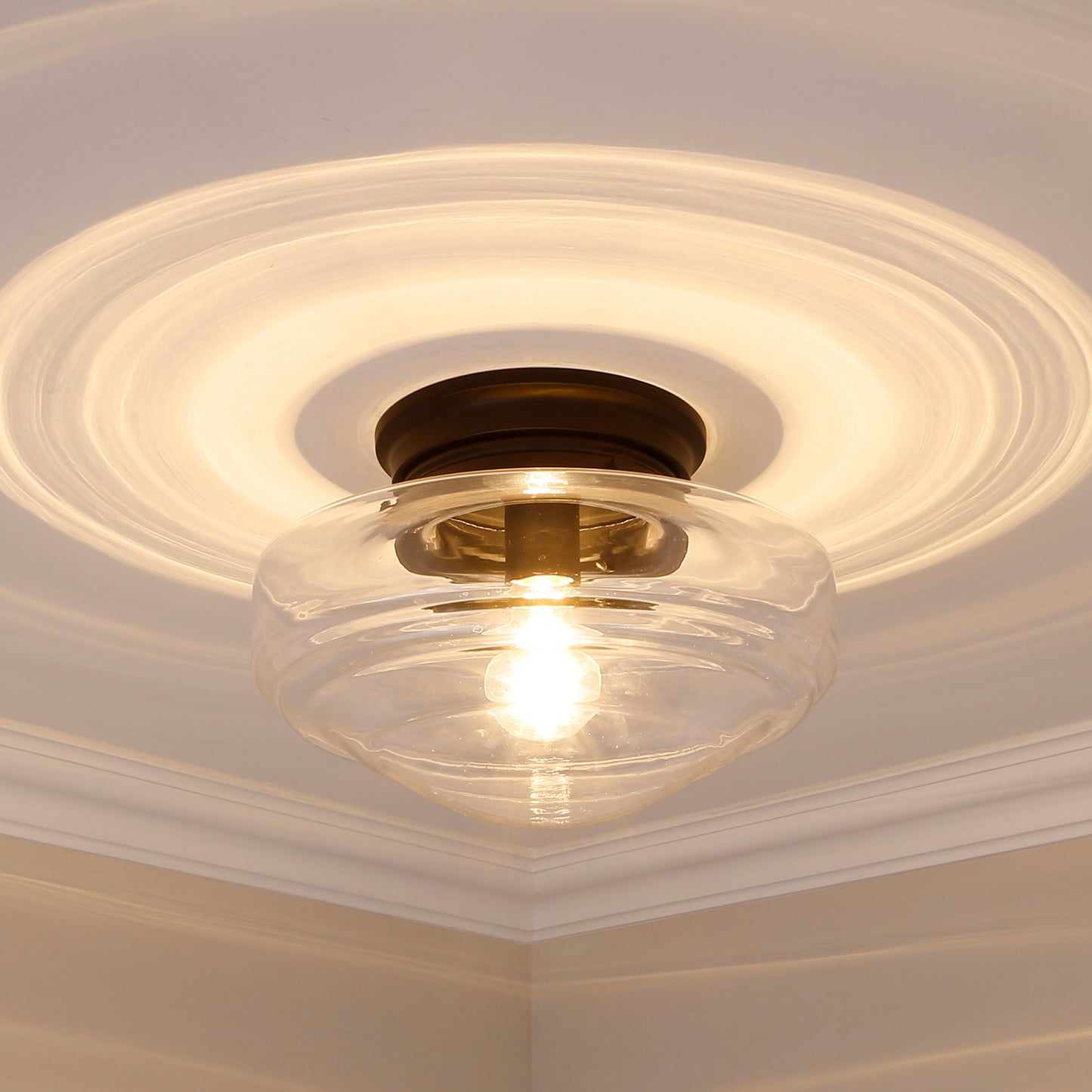 Booker Transitional Black Semi-Flush with Clear Shade