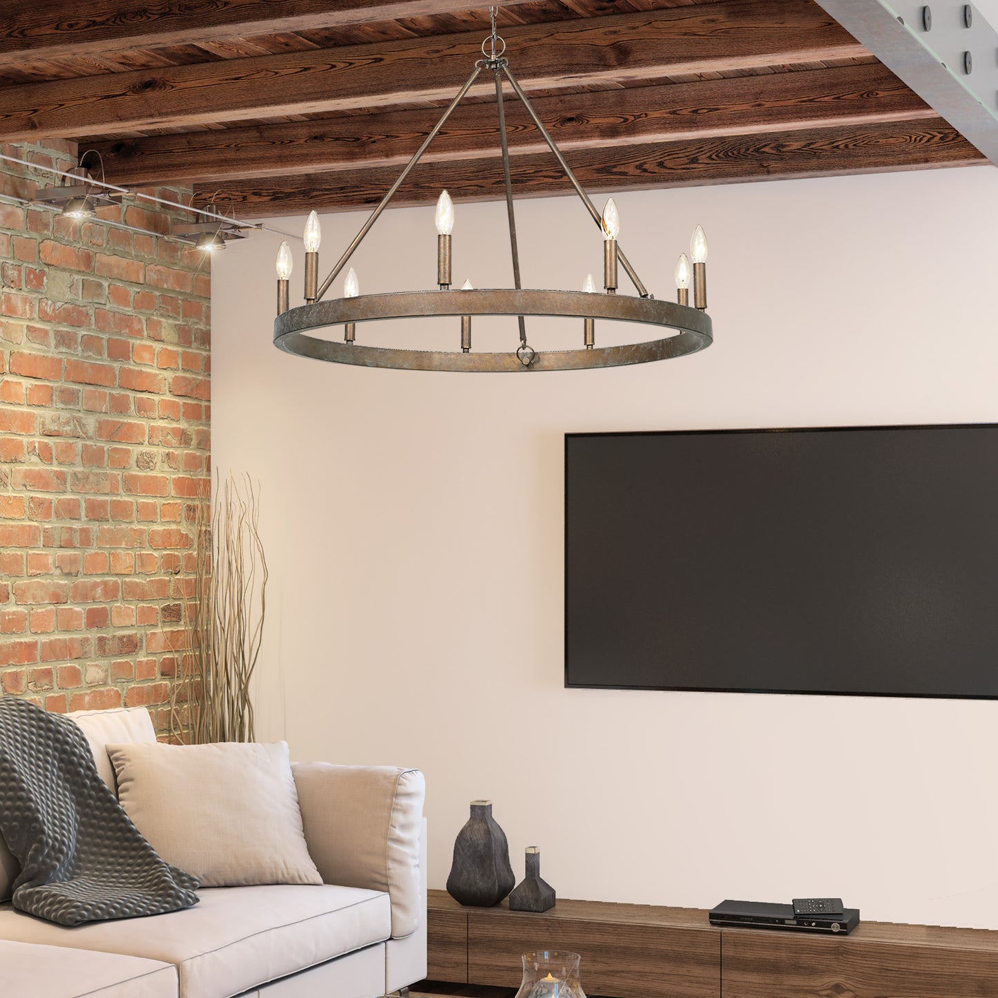 Levy Transitional Bronze 9 Light Chandelier