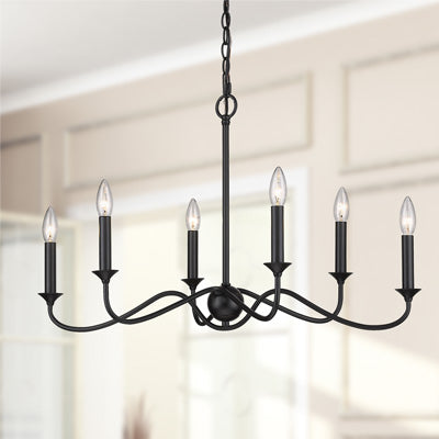 Tanner Traditional Black 6 Light Chandelier