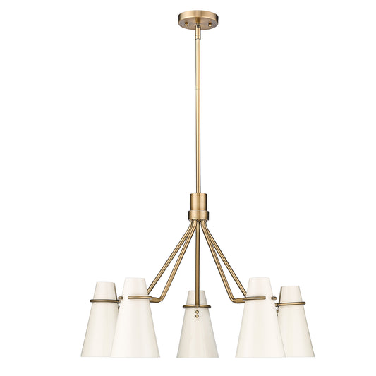 Isha Modern Gold 5 Light Chandelier with Beige Shade