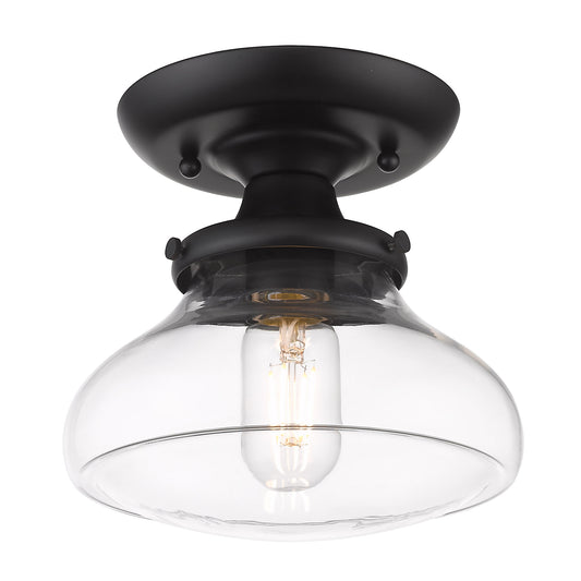 Hallie Transitional Black Semi-Flush with Clear Shade