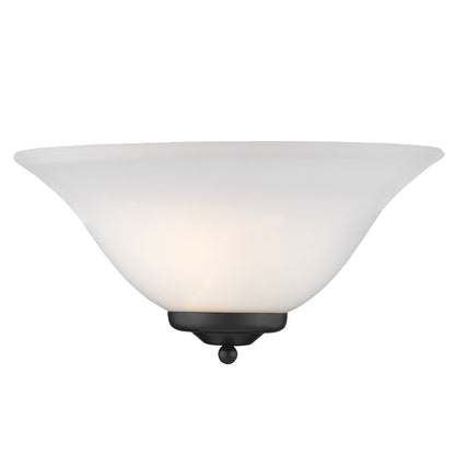 Rey Transitional Black 1-Light Wall Sconce with White Shade