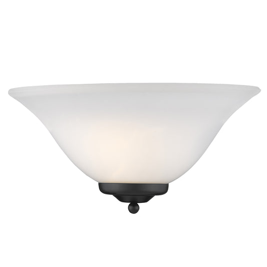 Rey Transitional Black 1-Light Wall Sconce with White Shade