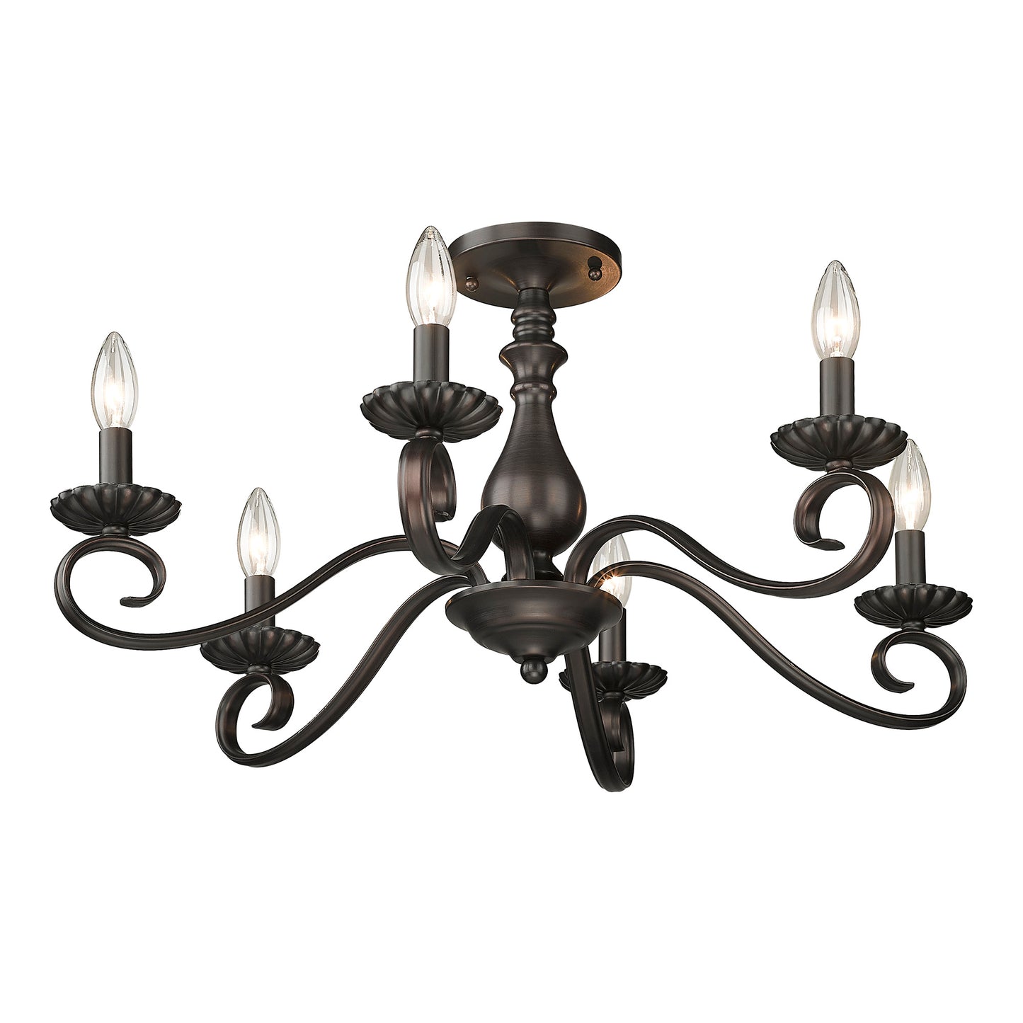 Remington Traditional Bronze 6 Light Semi-Flush - Large