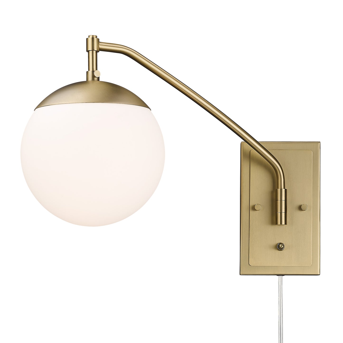 Hugo Traditional Gold 1 Light Articulating Wall Sconce with White Shade