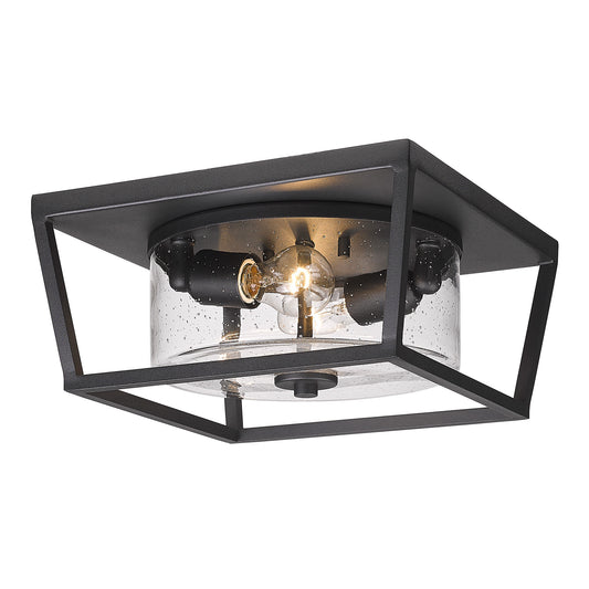 Marlowe Modern Black Flush Mount - Outdoor with Clear Shade