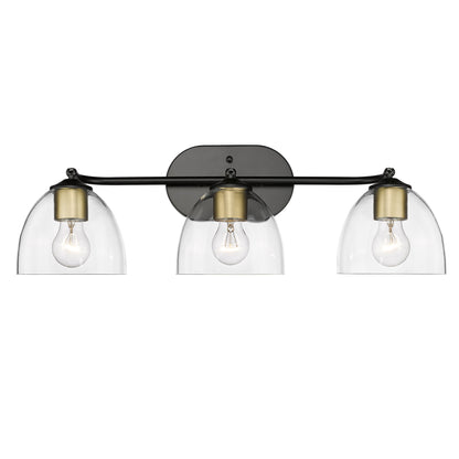 Henleigh Transitional Black 3 Light Bath Vanity with Clear Shade