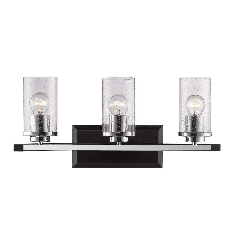 Marlowe Modern Black 3 Light Bath Vanity with Clear Shade