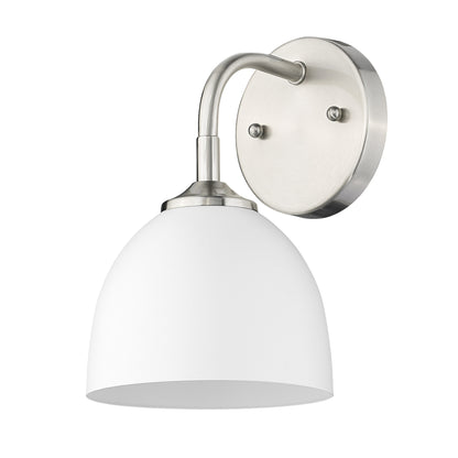 Gifford Modern Silver 1 Light Wall Sconce with White Shade