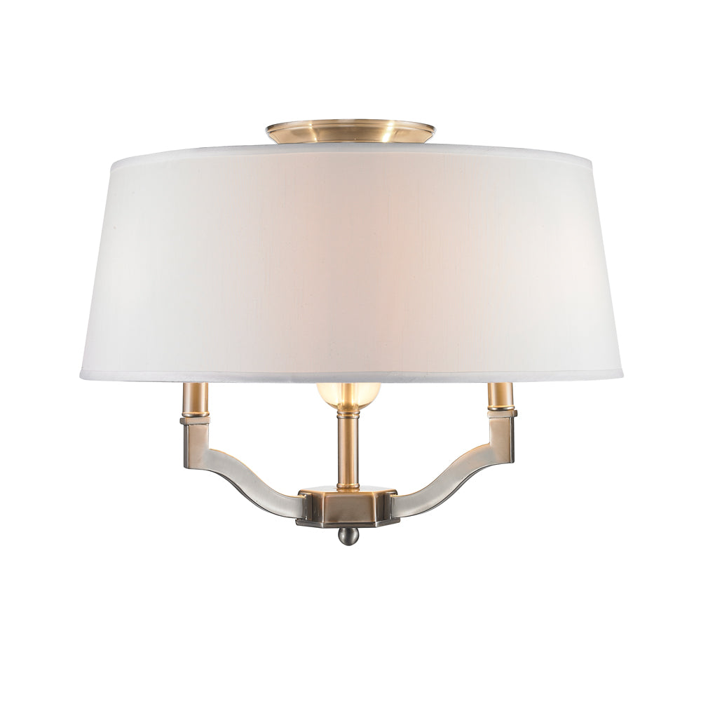 Cora Transitional Silver Semi-Flush (Convertible) with White Shade