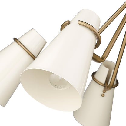 Isha Modern Gold 5 Light Chandelier with Beige Shade