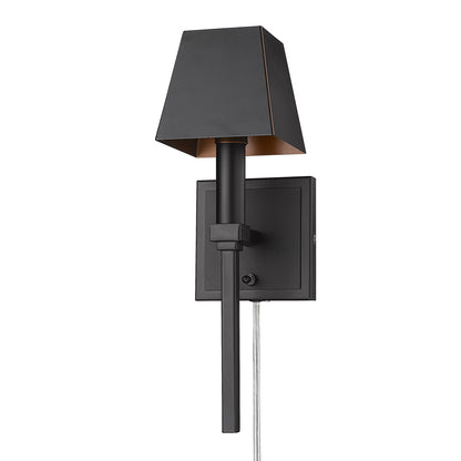 Cyrus Transitional Black 1 Light Wall Sconce with Black Shade