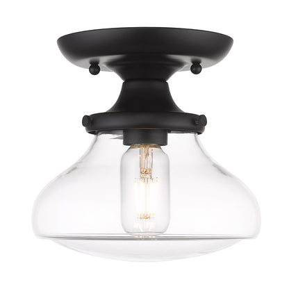 Hallie Transitional Black Semi-Flush with Clear Shade