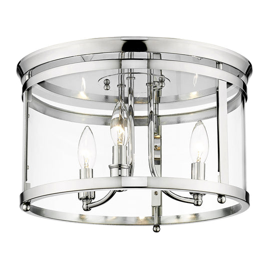 Harwick Transitional Silver Flush Mount with Clear Shade