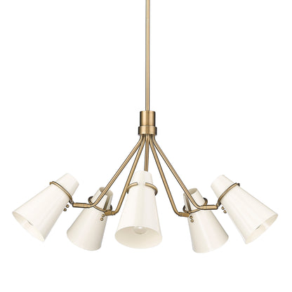 Isha Modern Gold 5 Light Chandelier with Beige Shade