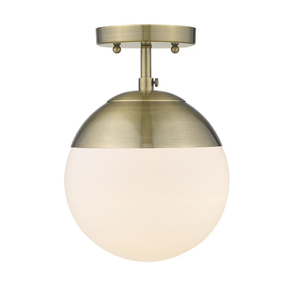 Eros Transitional Gold Semi-Flush with White Shade