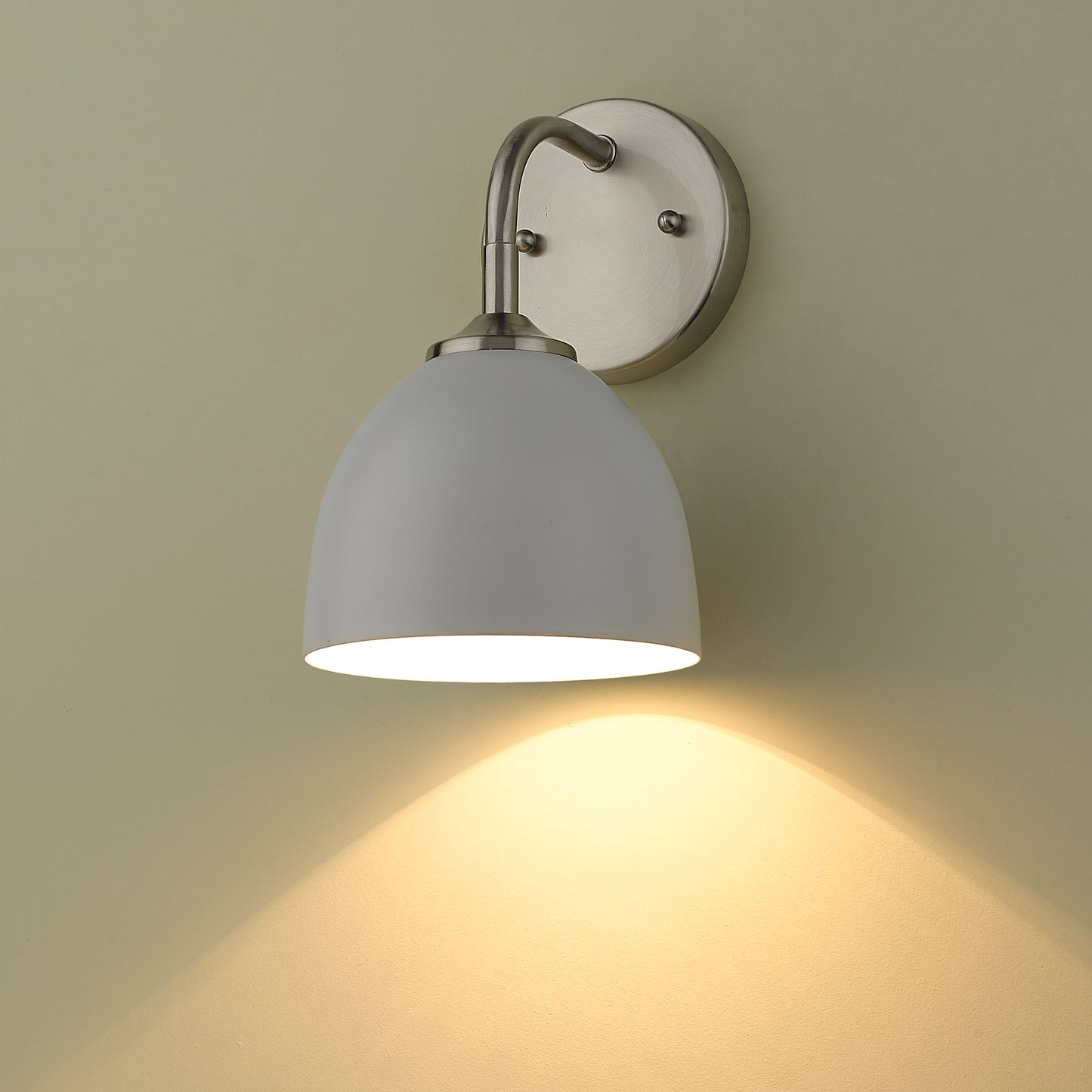 Gifford Modern Silver 1 Light Wall Sconce with White Shade