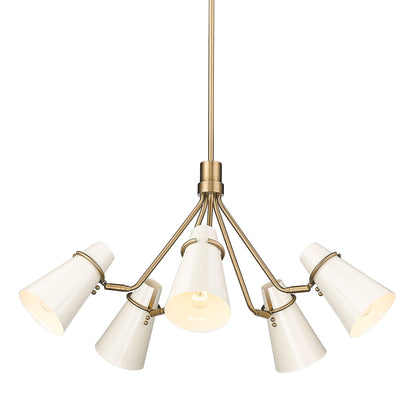 Isha Modern Gold 5 Light Chandelier with Beige Shade