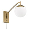 Hugo Traditional Gold 1 Light Articulating Wall Sconce with White Shade