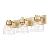 Arley Transitional Gold 3 Light Bath Vanity with Clear Shade