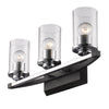 Marlowe Modern Black 3 Light Bath Vanity with Clear Shade