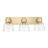 Arley Transitional Gold 3 Light Bath Vanity with Clear Shade