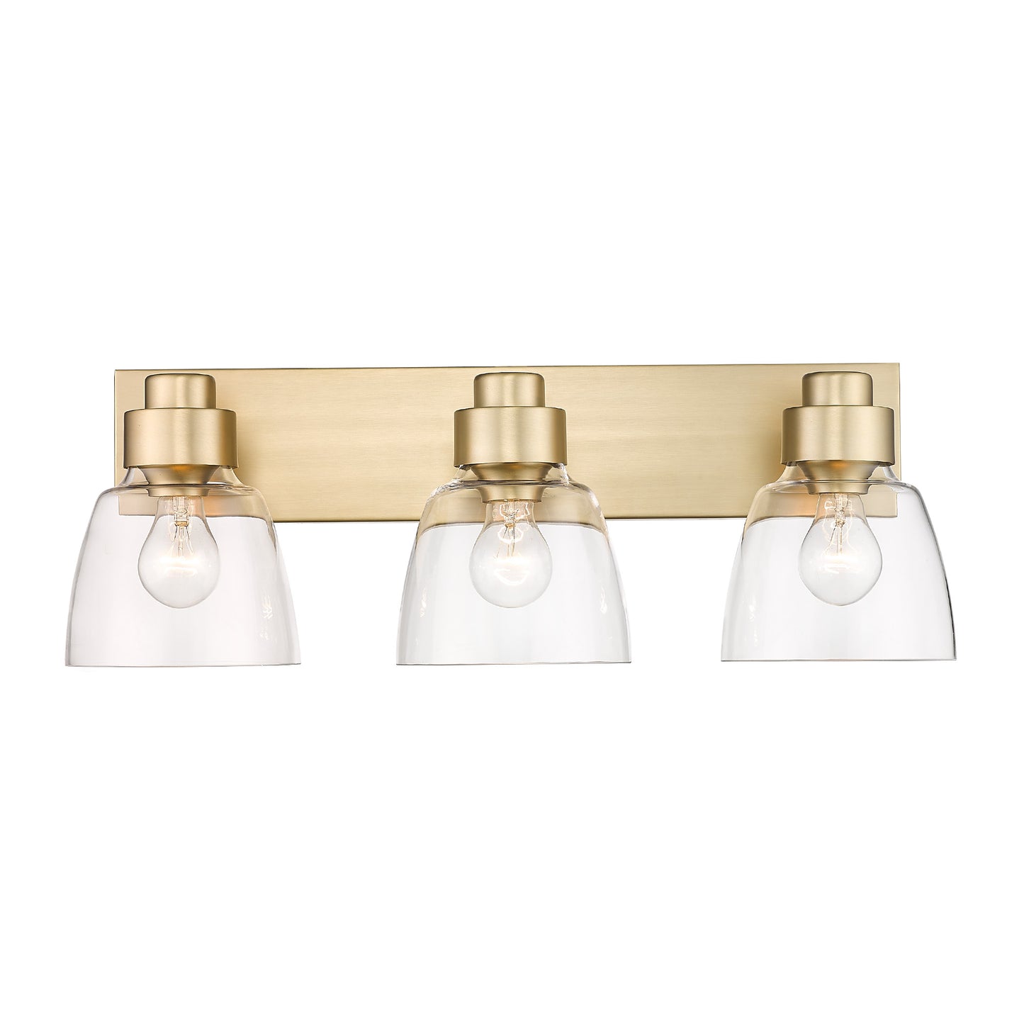 Arley Transitional Gold 3 Light Bath Vanity with Clear Shade