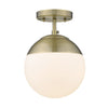 Eros Transitional Gold Semi-Flush with White Shade