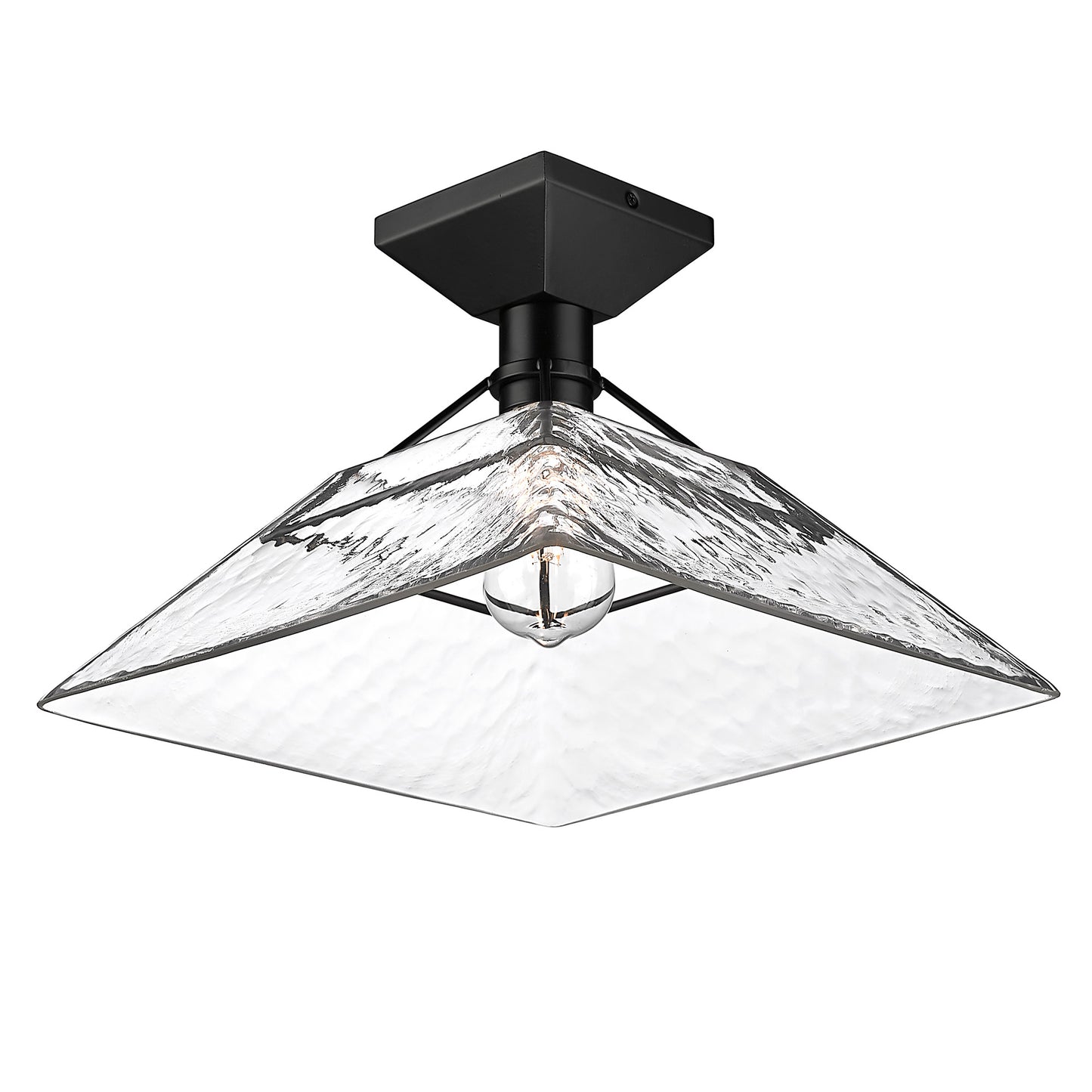 Artemis Modern Black Semi-Flush with Clear Shade