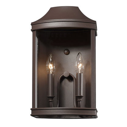 Clarkson Traditional Medium Outdoor Wall Sconce - Black with Clear Shade