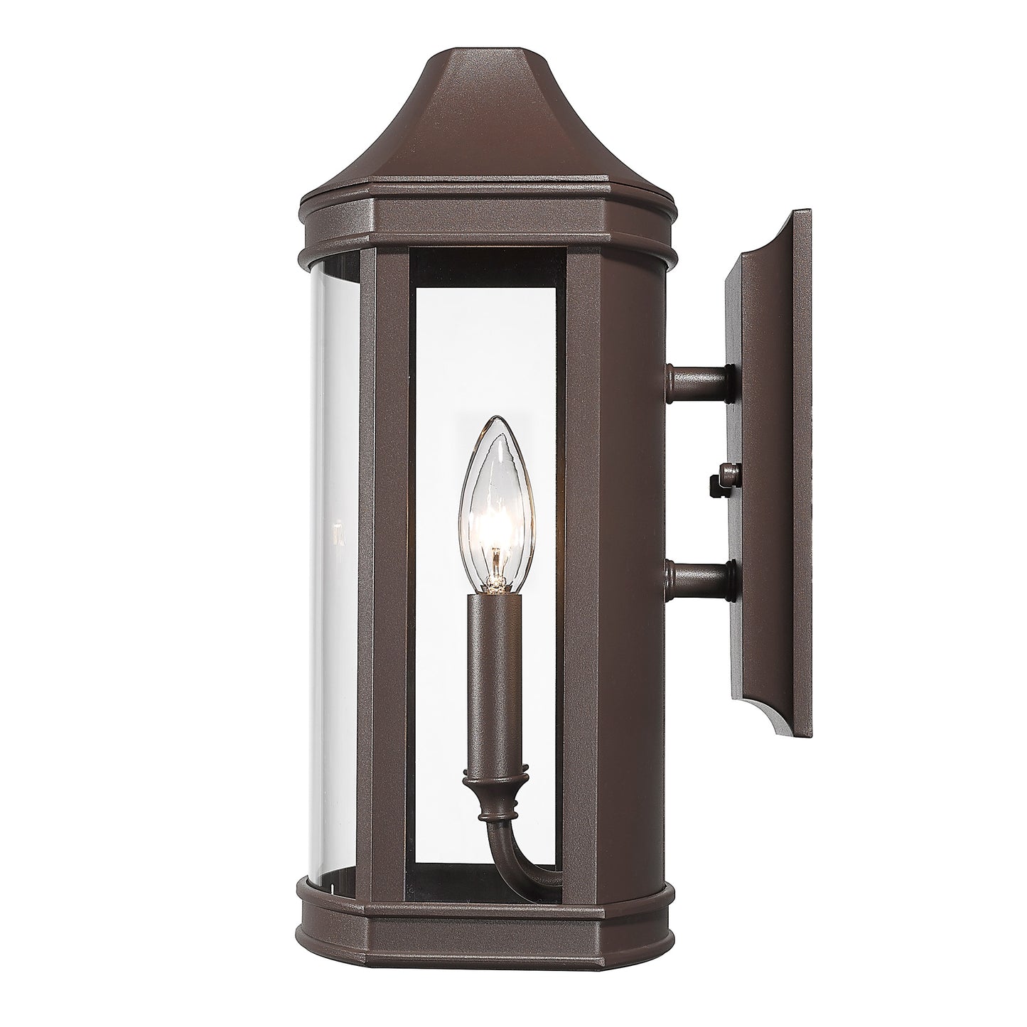 Clarkson Traditional Medium Outdoor Wall Sconce - Black with Clear Shade