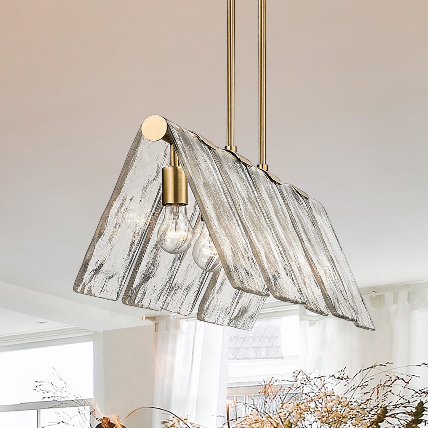 Shannon Modern Gold Linear Pendant with Clear Shade