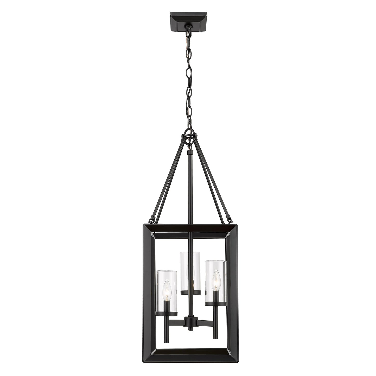 Samson Modern Black 3 Light Pendant with Clear Shade