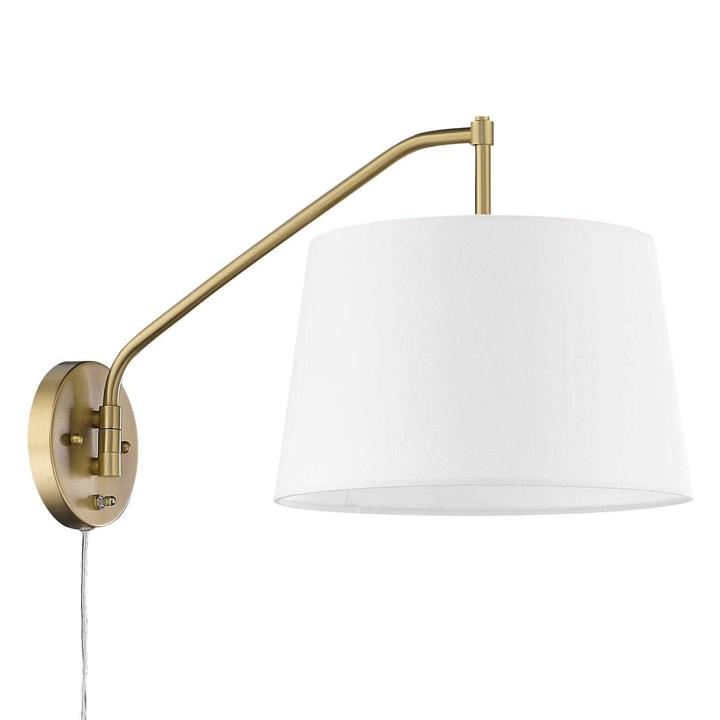 Mullen Modern Gold 1 Light Articulating Wall Sconce with White Shade