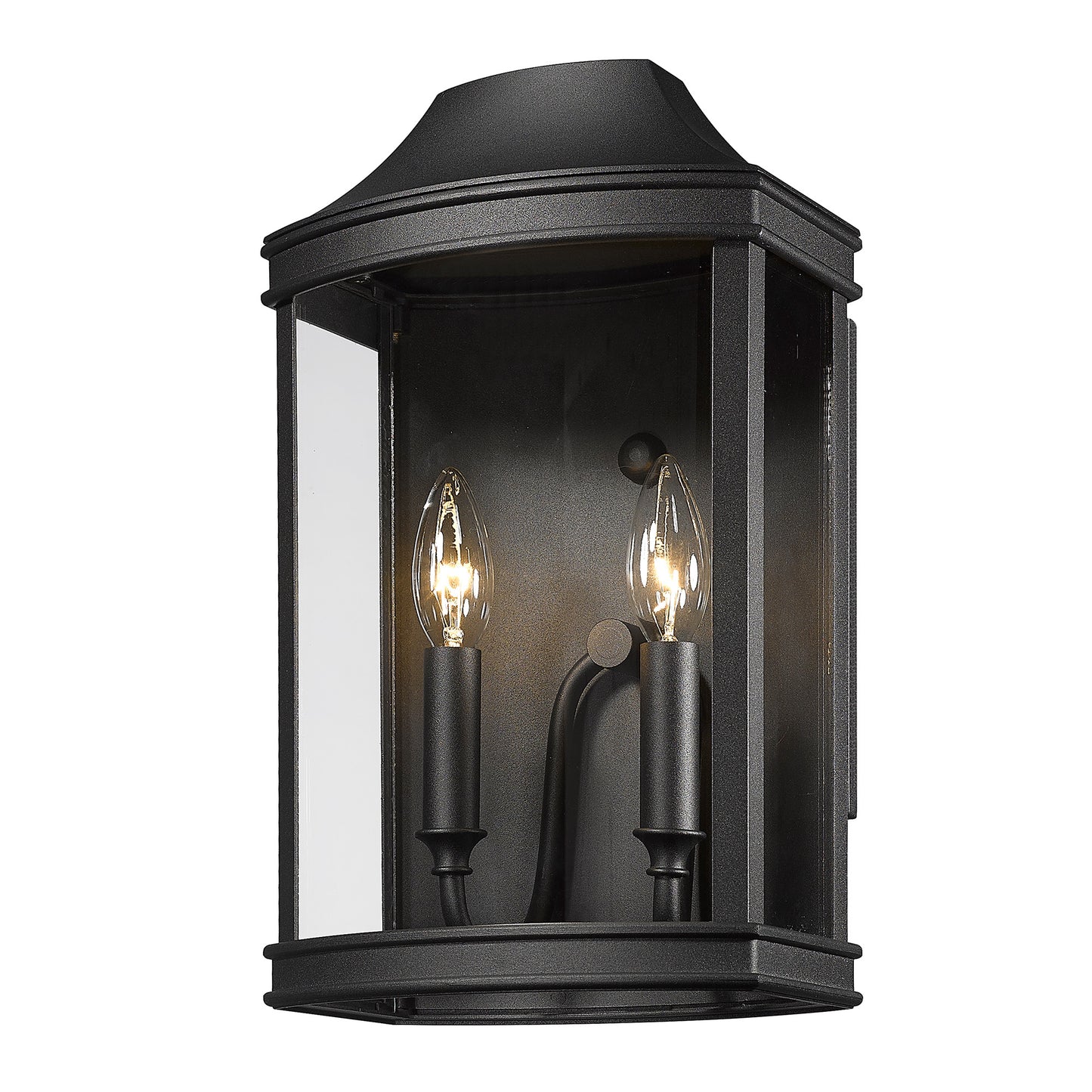 Clarkson Traditional Medium Outdoor Wall Sconce - Black with Clear Shade