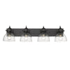 Sena Transitional Black 4 Light Bath Vanity with Clear Shade