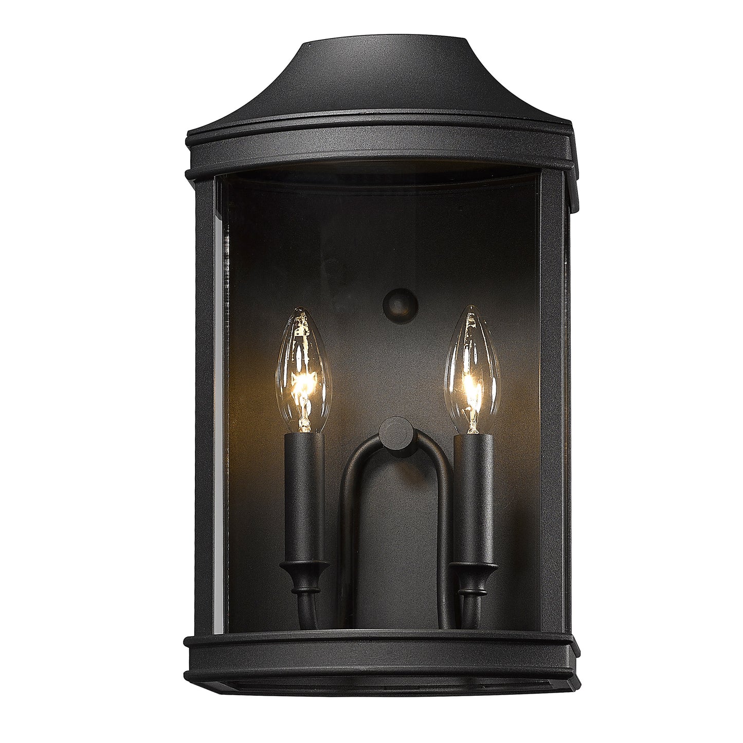 Clarkson Traditional Medium Outdoor Wall Sconce - Black with Clear Shade