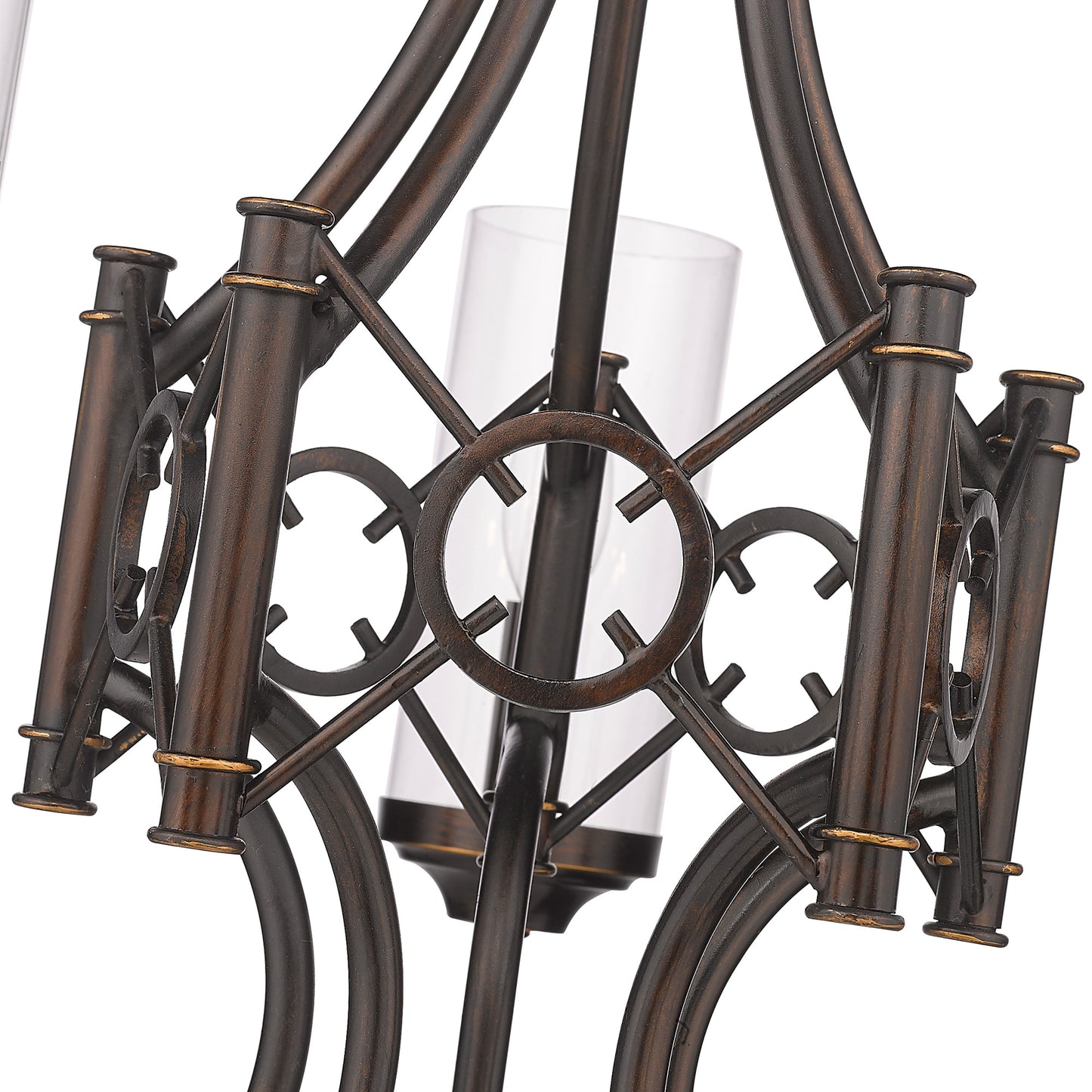 Livingston Transitional Bronze 5 Light Chandelier with Clear Shade