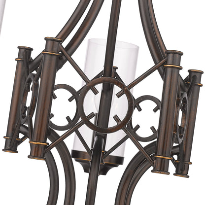 Livingston Transitional Bronze 5 Light Chandelier with Clear Shade