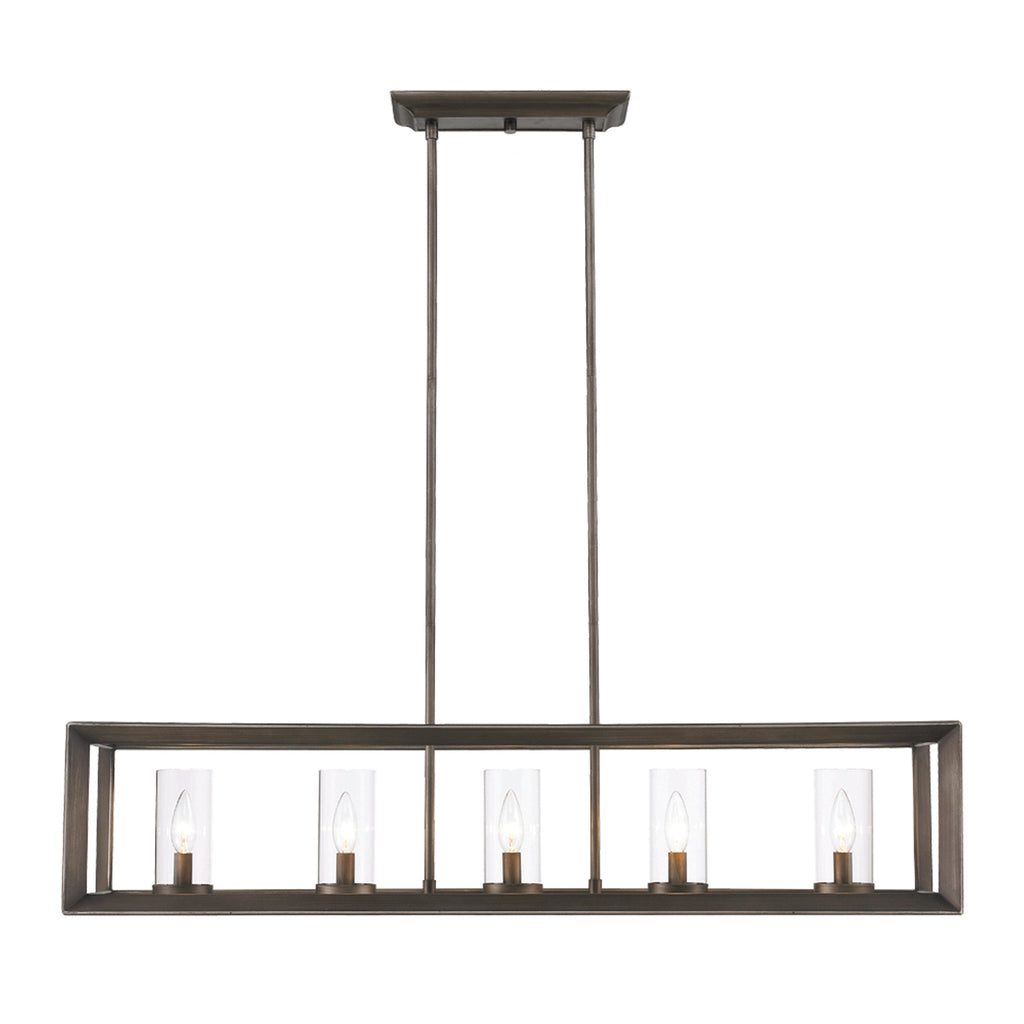 Samson Modern Bronze 5 Light Linear Pendant with Clear Shade