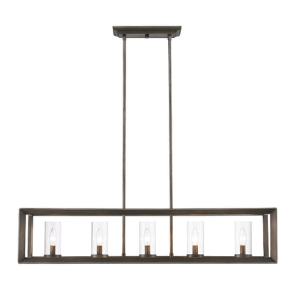 Samson Modern Bronze 5 Light Linear Pendant with Clear Shade