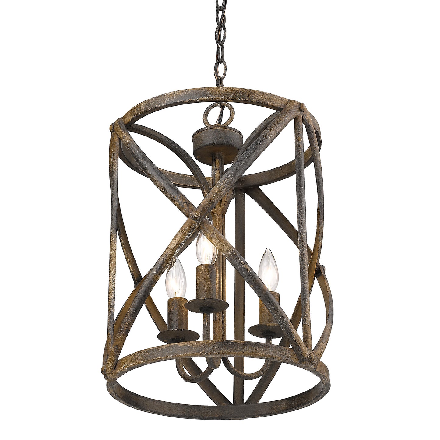 Amadeus Rustic Black 3 Light Pendant with Black Shade