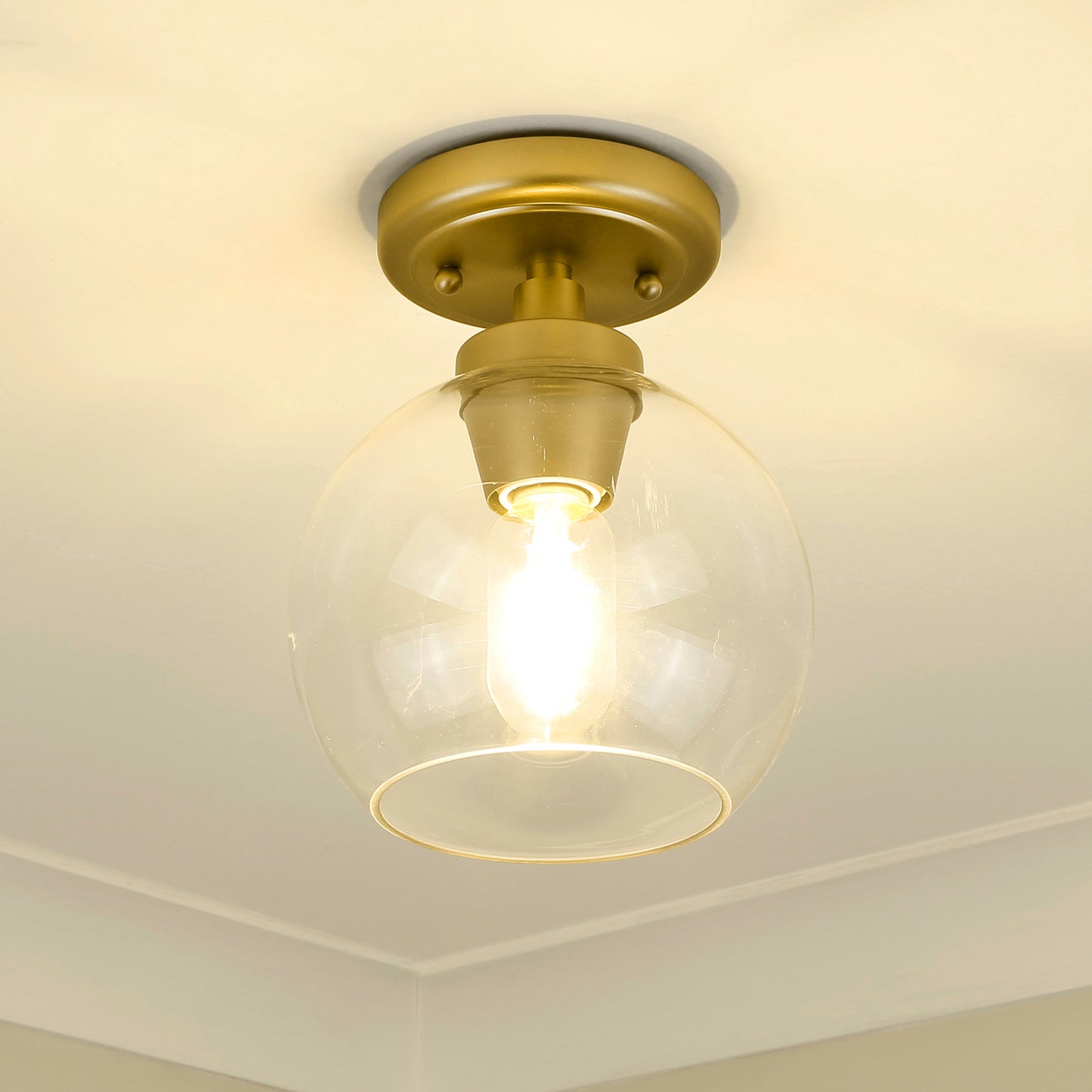 Garrick Transitional Gold Flush Mount with Clear Shade