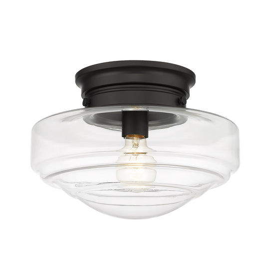 Booker Transitional Black Semi-Flush with Clear Shade