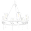 Frances Transitional White 6 Light Chandelier with Clear Shade