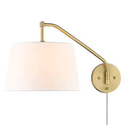 Mullen Modern Gold 1 Light Articulating Wall Sconce with White Shade