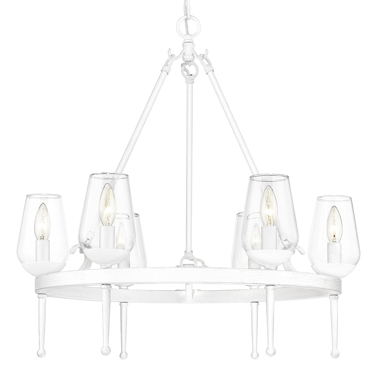 Frances Transitional White 6 Light Chandelier with Clear Shade